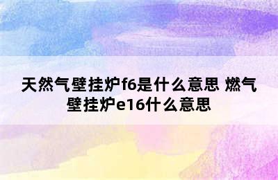 天然气壁挂炉f6是什么意思 燃气壁挂炉e16什么意思